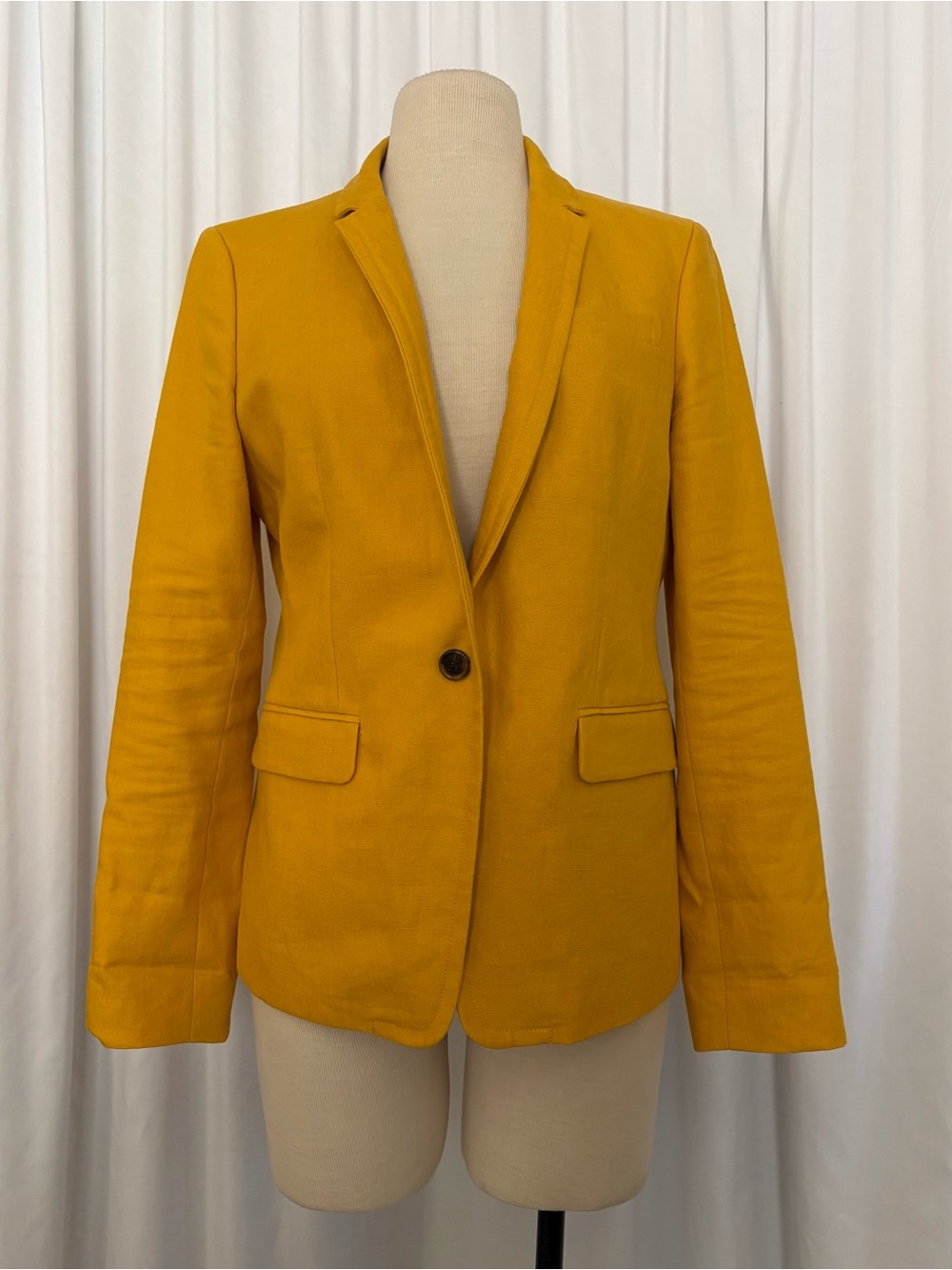 J. Crew Regent Yellow Single-Button Linen Blazer